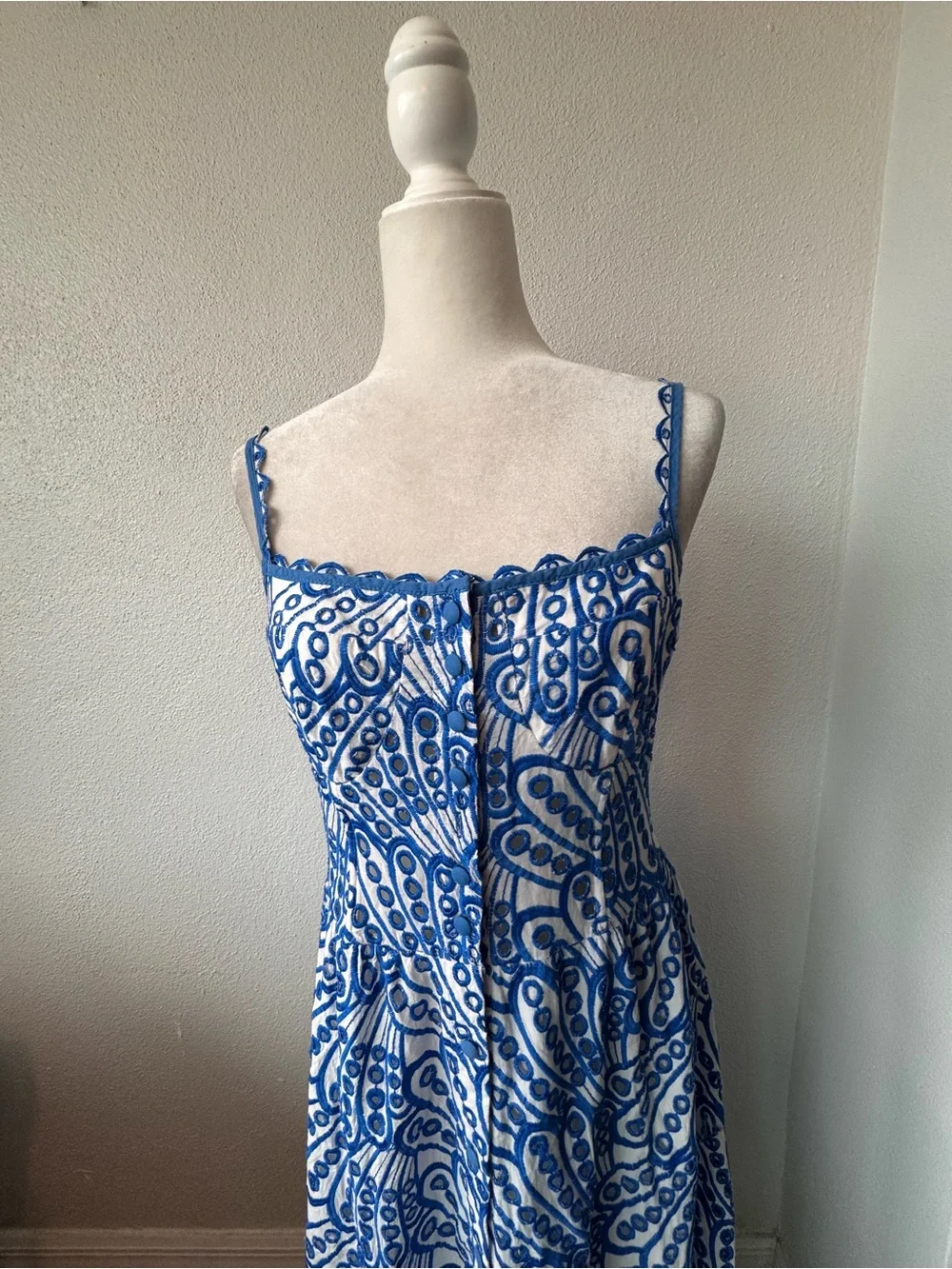 Zimmermann Eyelet Blue White Dress Ruffle Hem Cottagecore SZ 2 or S - Picture 4 of 16